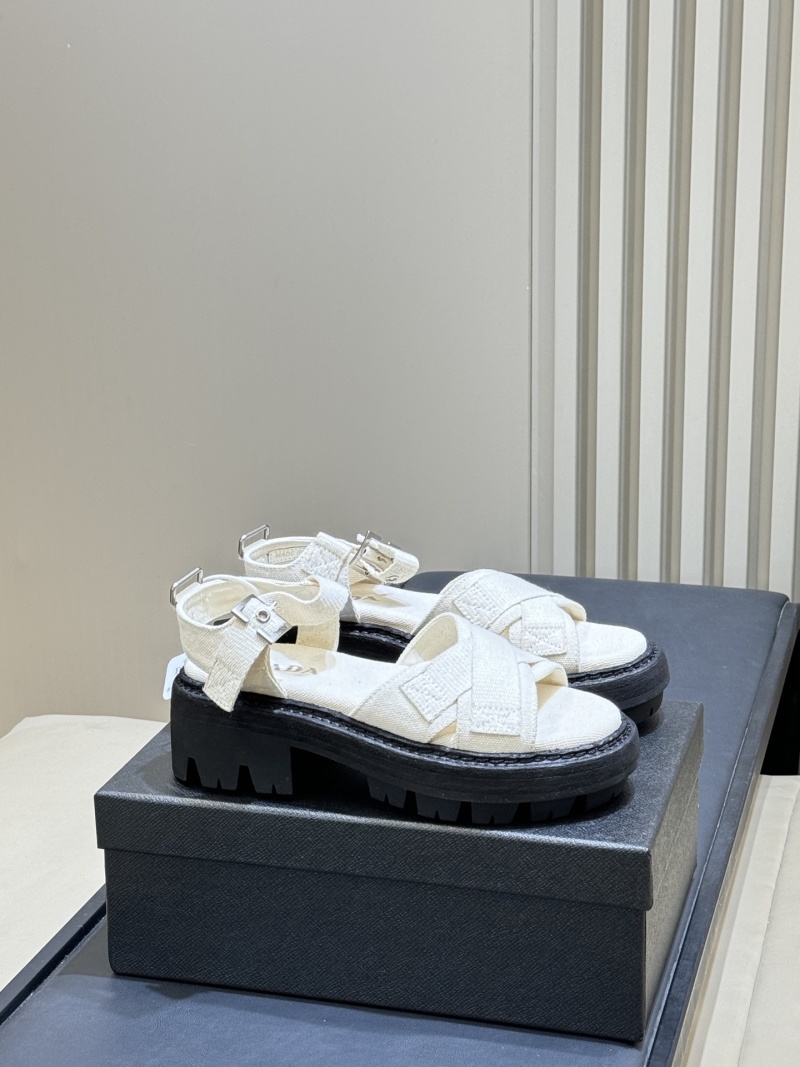 Прозрачные женские босоножки на платформе из текстиля Prada