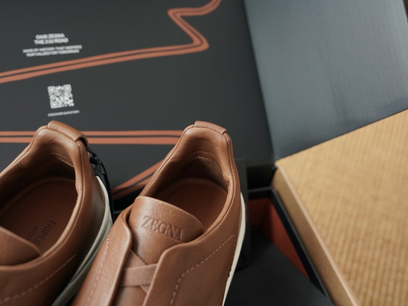 Лоферы Zegna Triple Stitch SECONDSKIN коричневые с белой подошвой