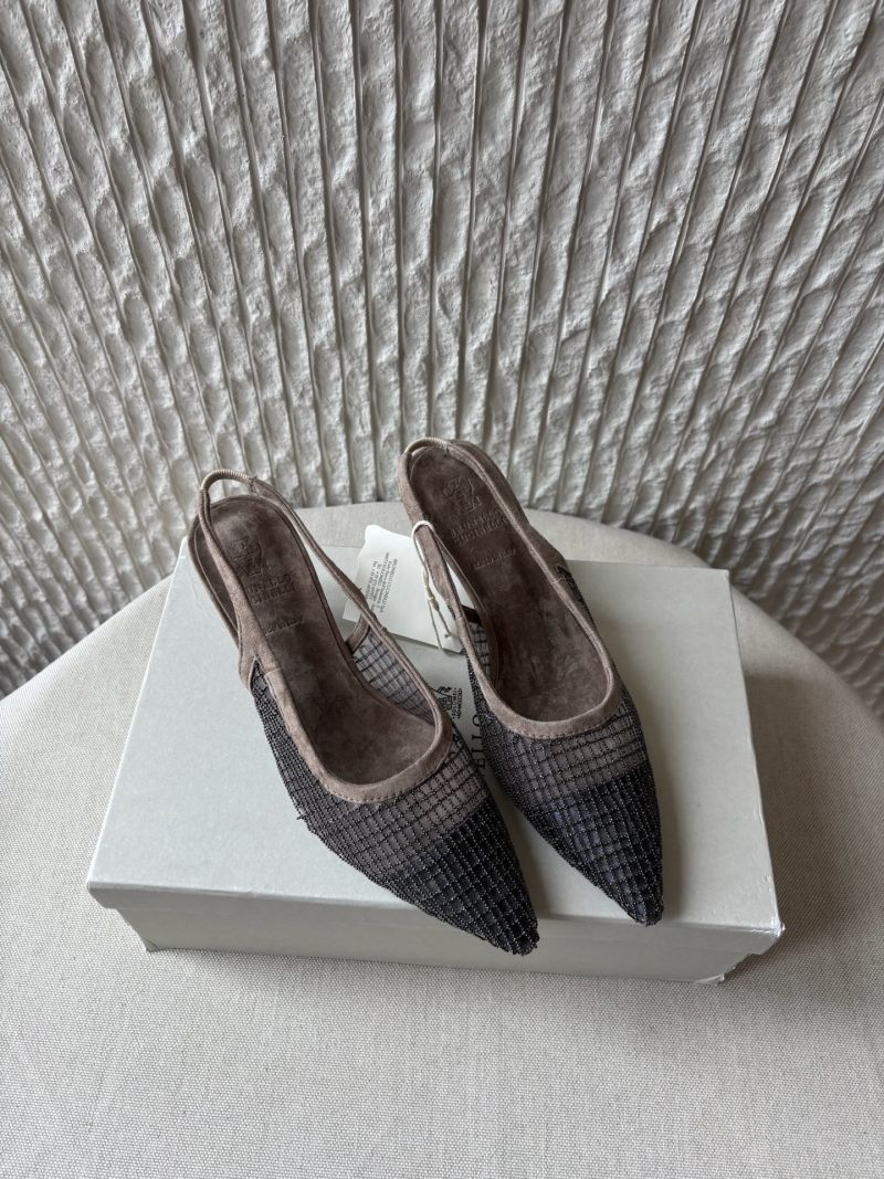 Brunello Cucinelli Женские серые сетчатые сандалии