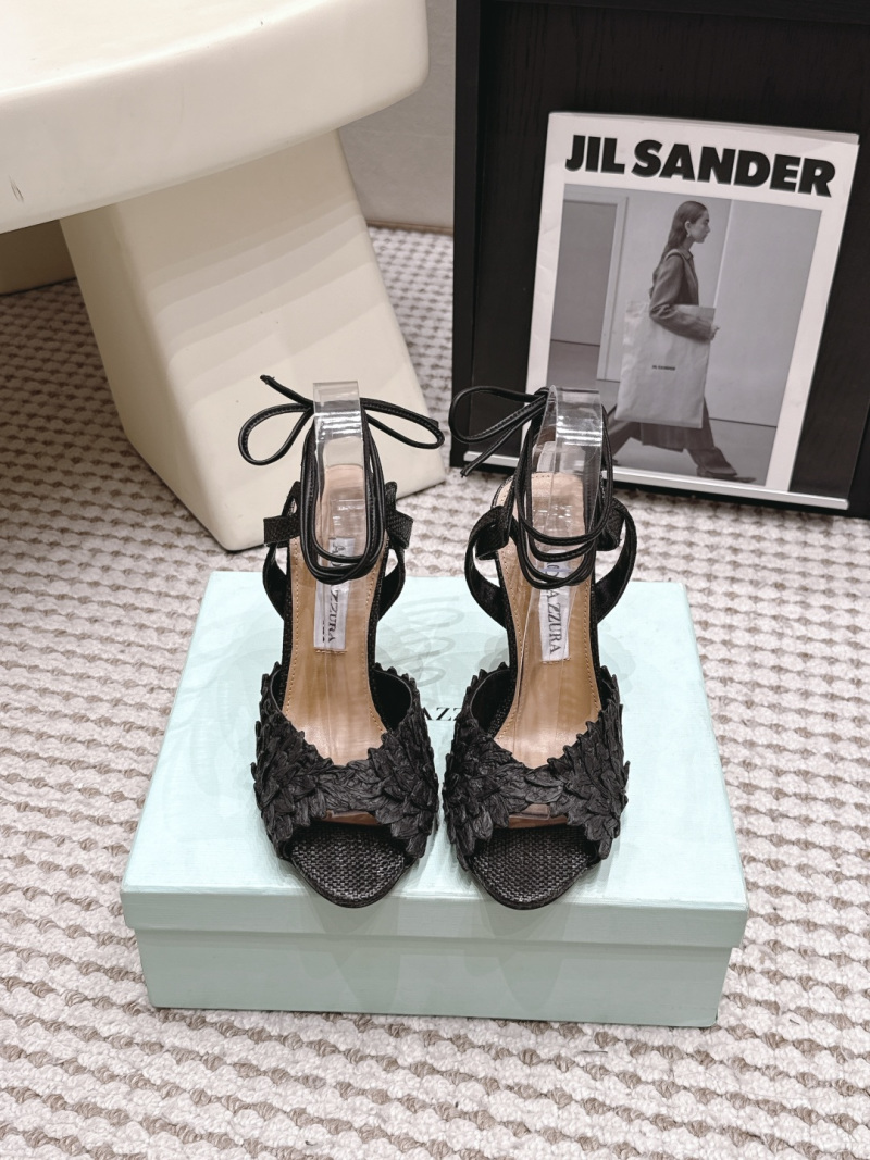 Женские черные плетеные туфли Aquazzura на каблуке