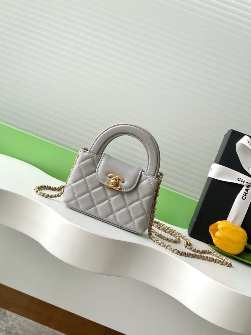 Сумка с ручками и плечевым ремнем, пастельно-серый Chanel