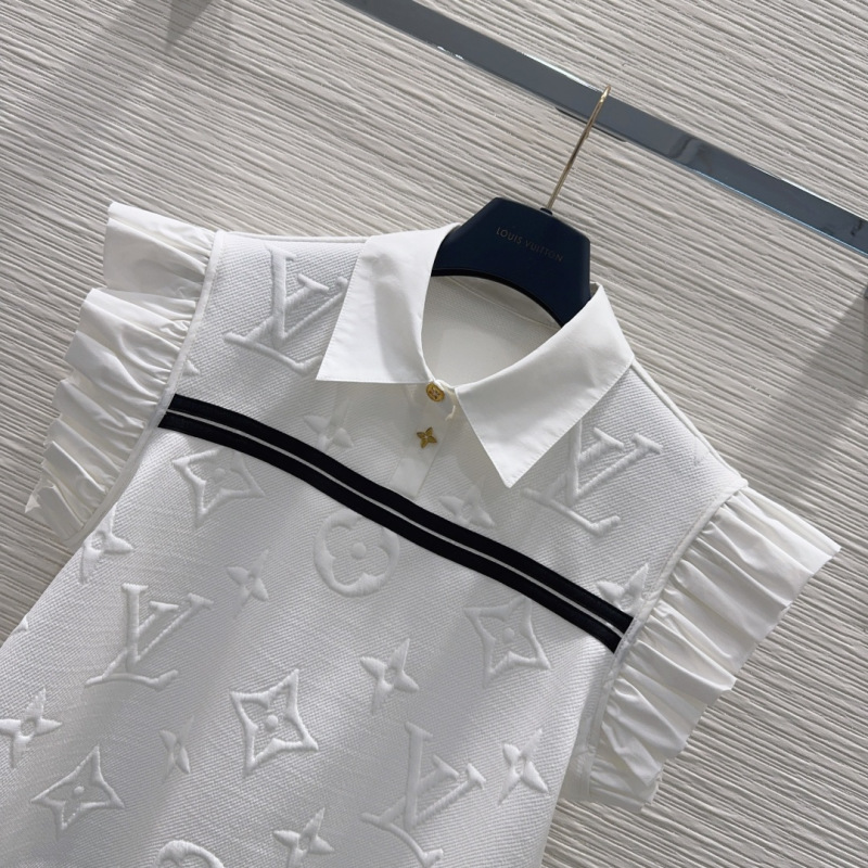 Белая женская блузка с воротником поло Louis Vuitton