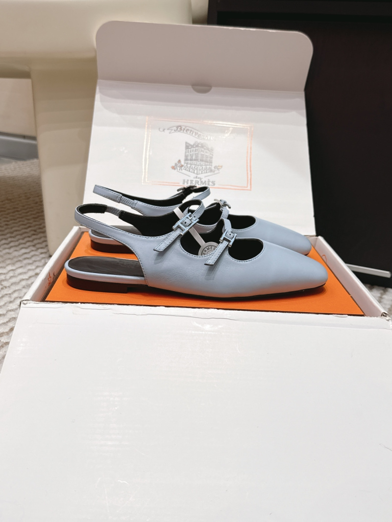 Женские кожаные сандали Hermès Oran, голубые