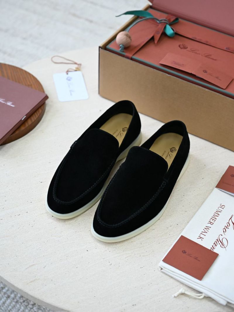 Мокасины Loro Piana мужские, замшевые, черные