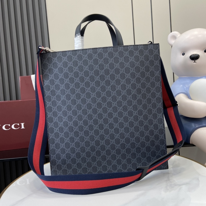 Портфель Gucci с монограммой темно-серый
