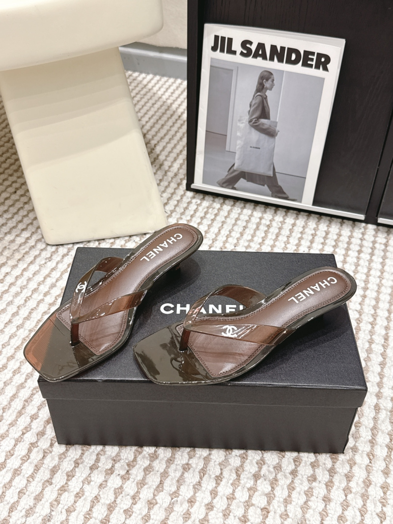 Женские прозрачные босоножки-шлепанцы с квадратным носом Chanel