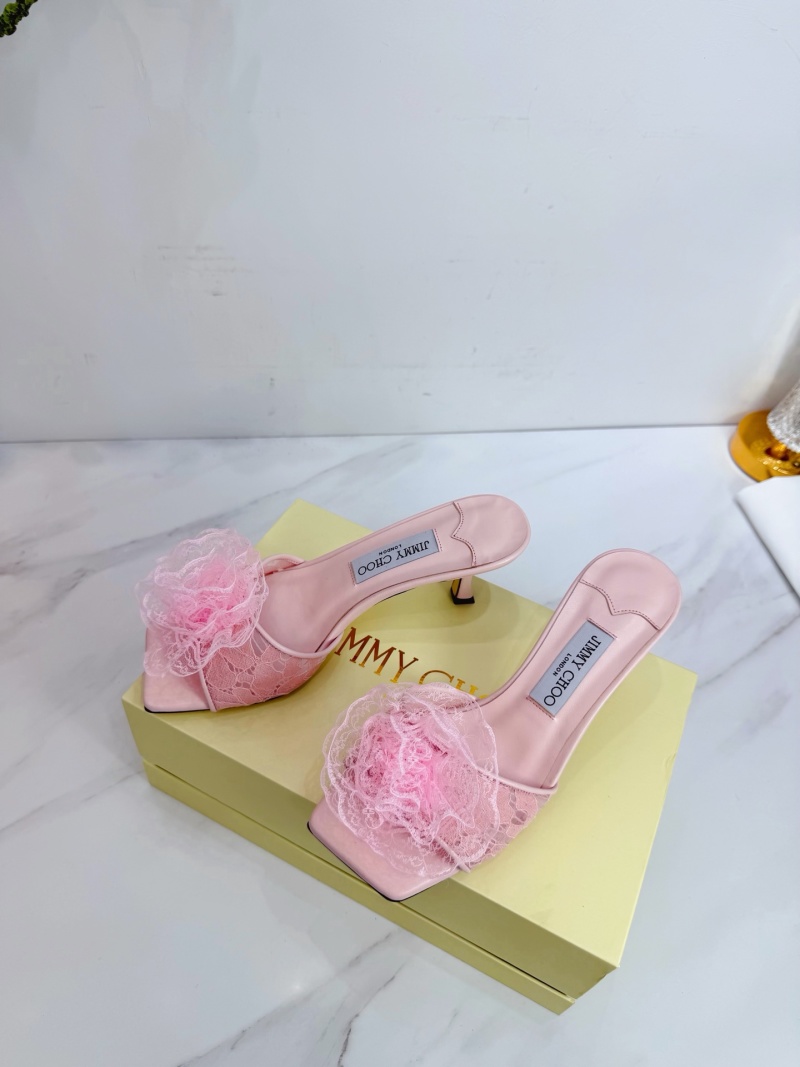Женские розовые сабо с цветком Jimmy Choo