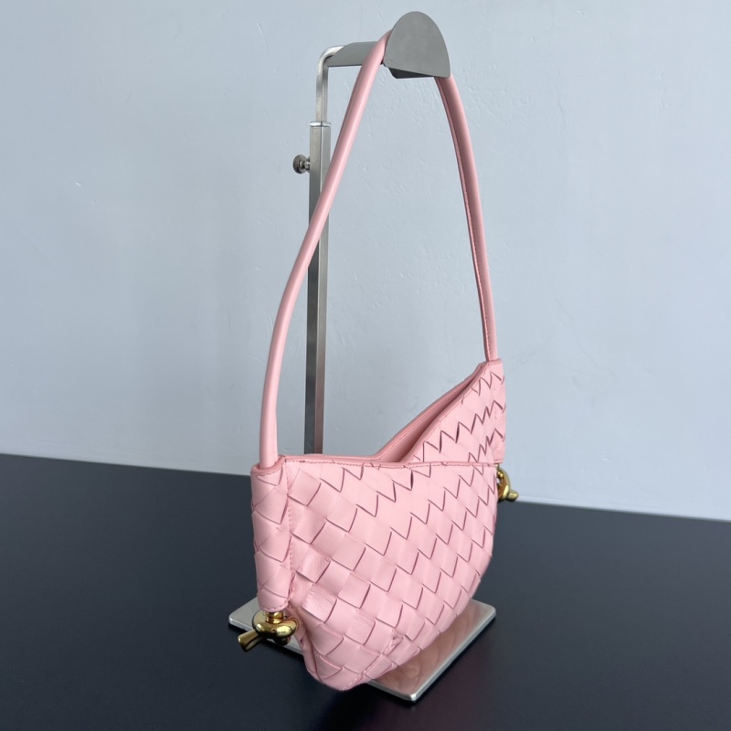 Сумка Bottega Veneta Mini Solstice плетеная розовая с узлом