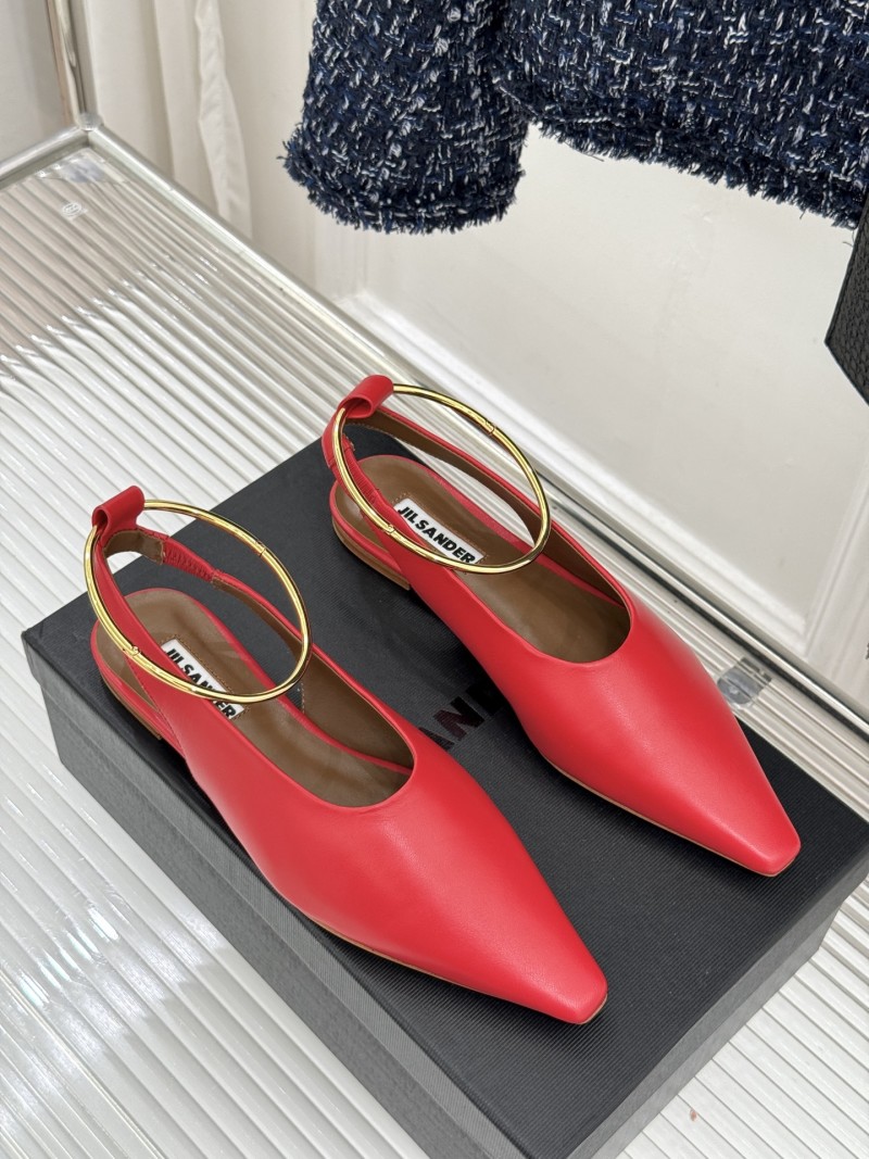 Женские мюли красные с металлическим кольцом Jil Sander