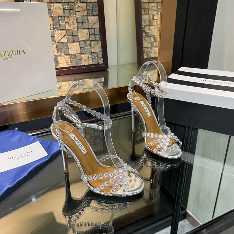 Aquazzura женские туфли на каблуке с прозрачными ремешками и стразами