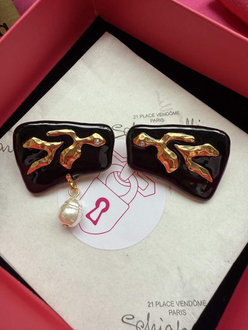 Серьги с жёлтым металлом и жемчугом Schiaparelli