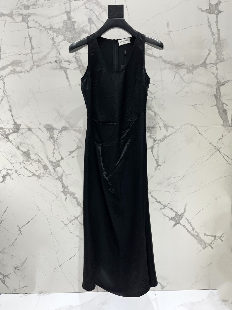 Чёрное вечернее платье Saint Laurent с асимметричным низом