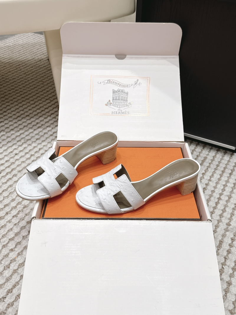 Белые шлёпанцы H-образного дизайна Hermès