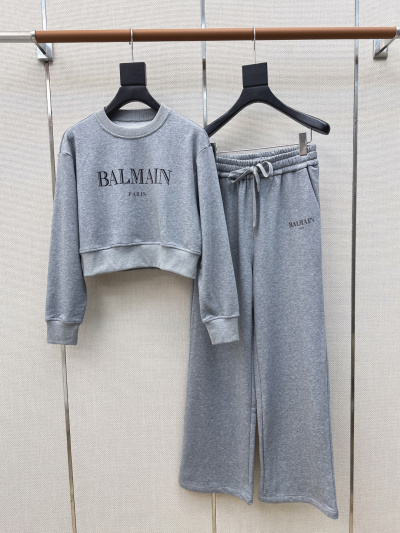 Комплект Balmain серый: худи и штаны