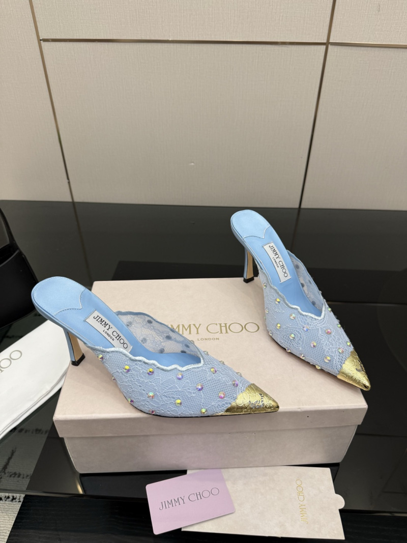 Женские туфли Jimmy Choo голубые с металлическим носком