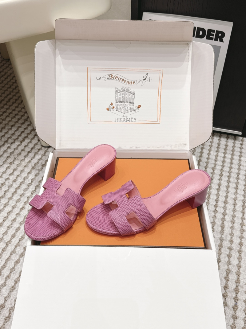 Женские кожаные тапочки с ремешком в форме буквы H Hermès