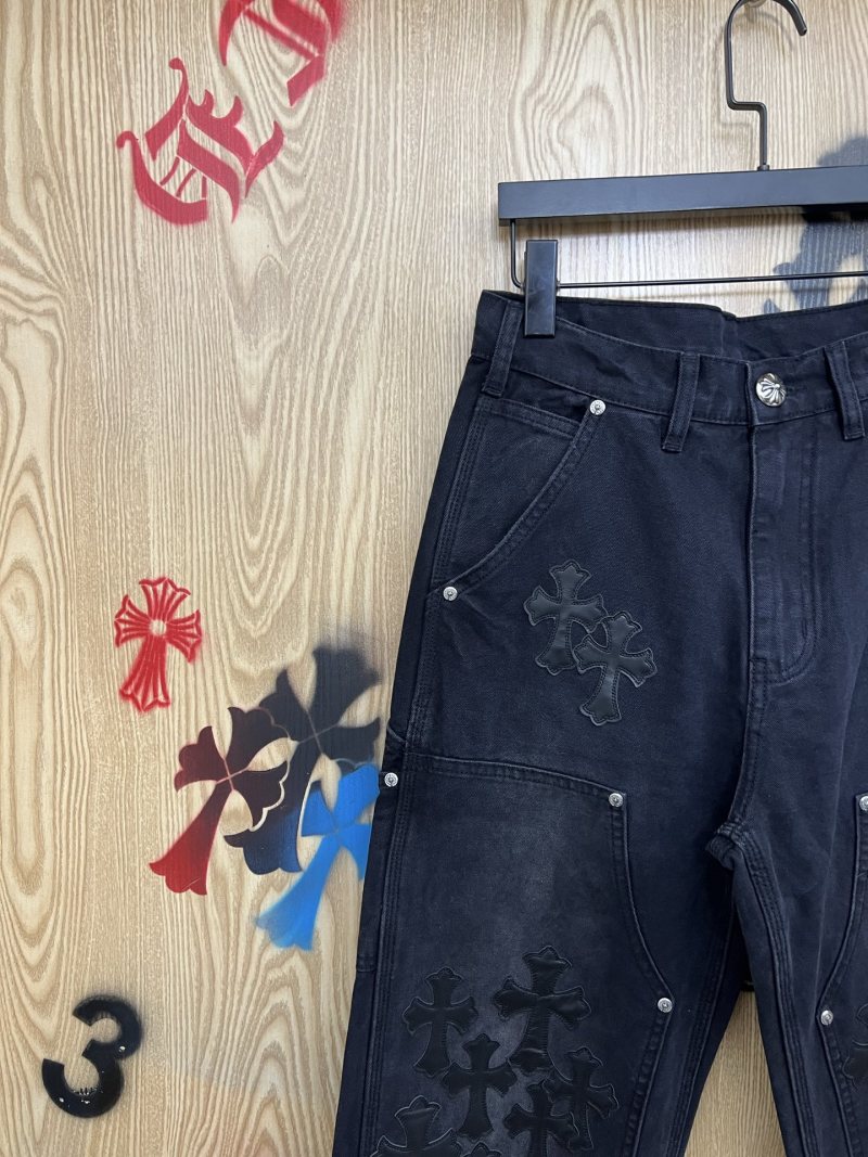 Джинсы Chrome Hearts с тиснёным крестом