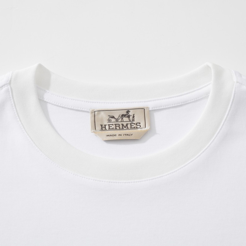 Белая хлопковая футболка с нашивкой H Hermès