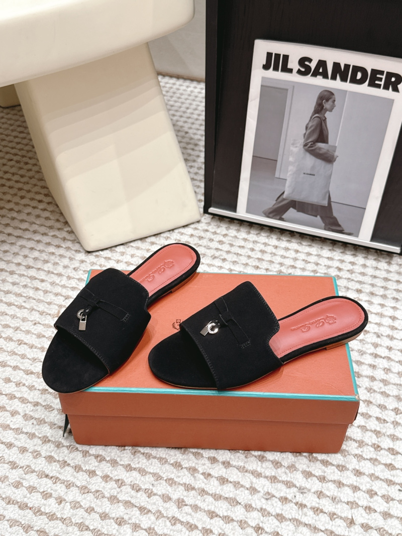 Женские черные сабо с замком Loro Piana