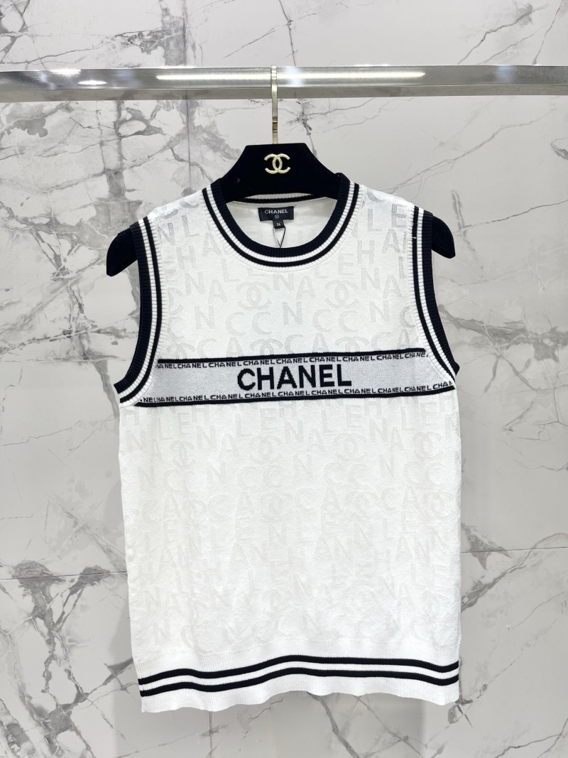 Вязаный топ с логотипом Chanel
