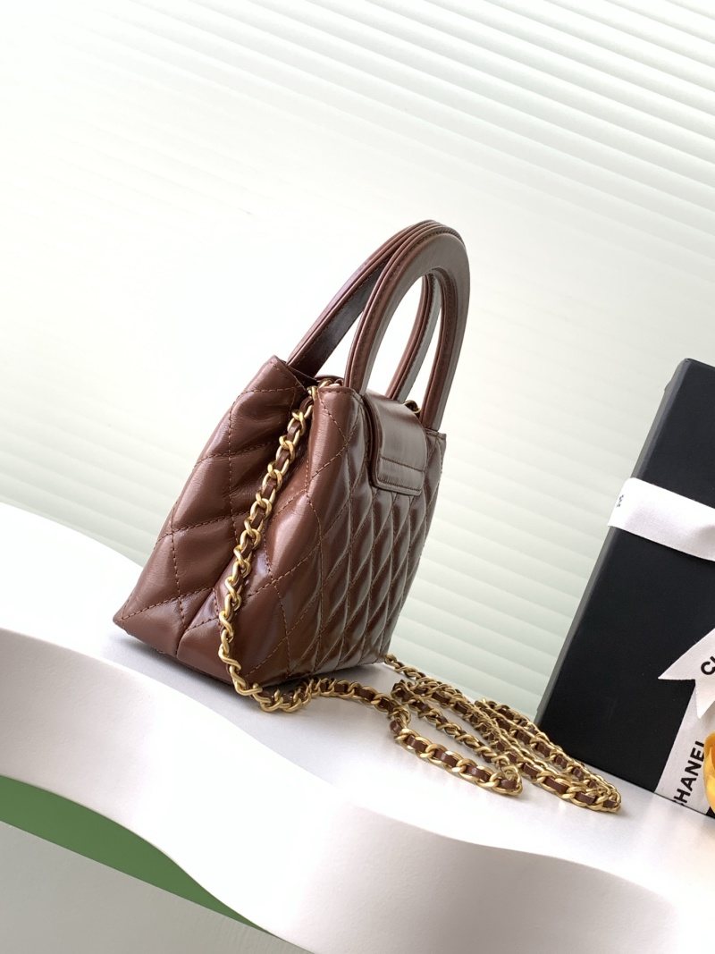 Женская сумка через плечо с цепочкой, бежево-коричневая Chanel