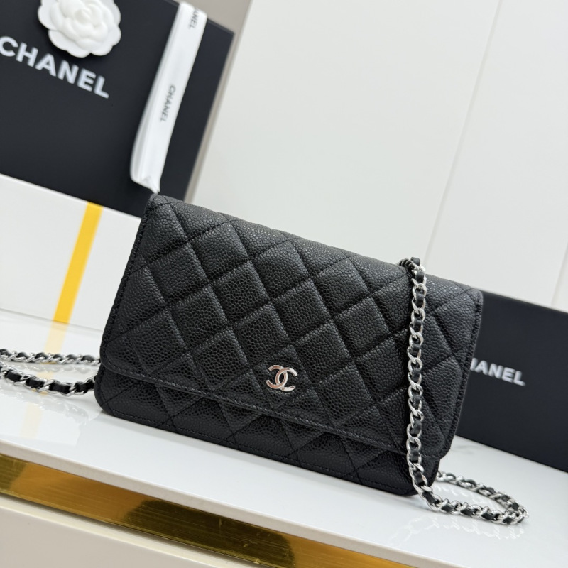 Женская сумка с тиснением и цепочкой, черный цвет Chanel