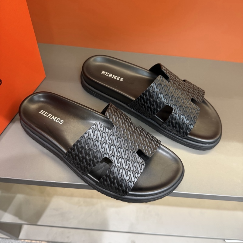 Мужские кожаные шлёпанцы H-образные Hermès