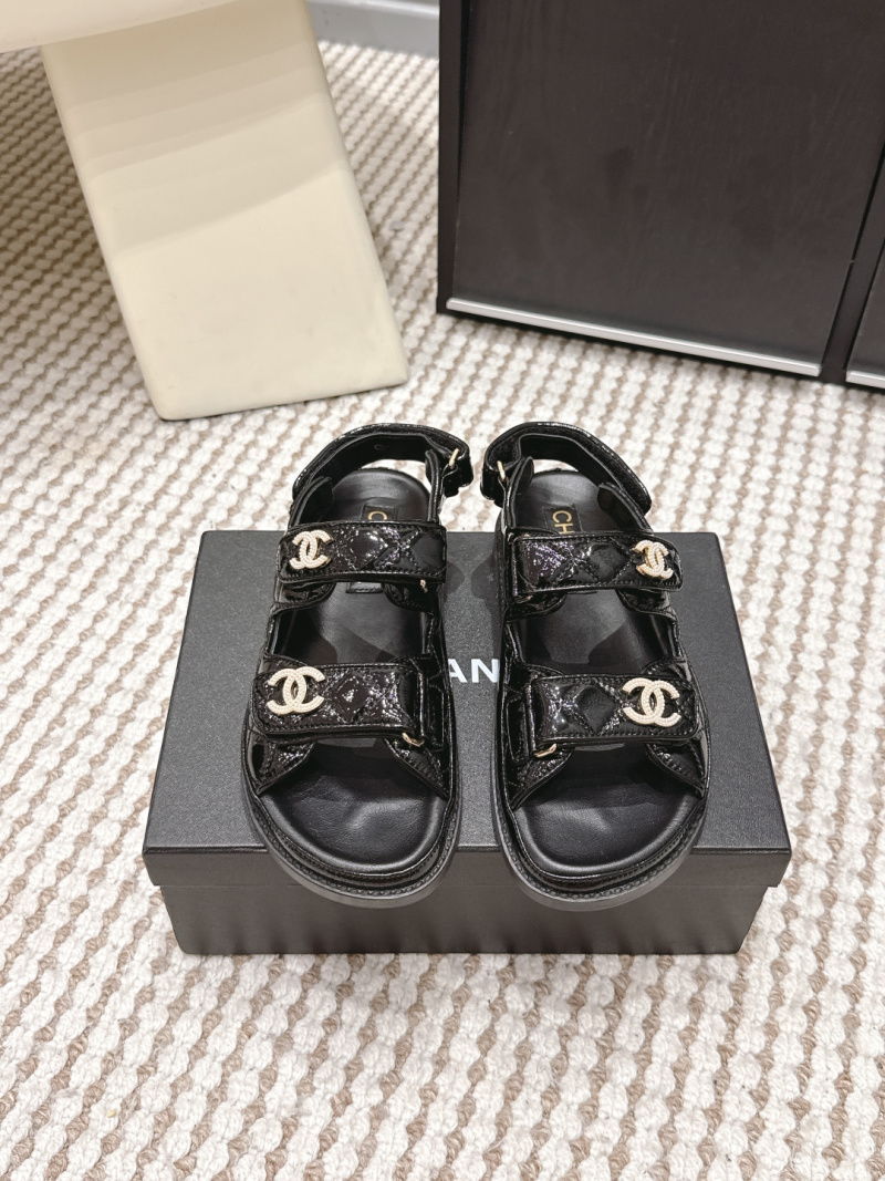 Женские черные сабо Chanel с двойным ремешком