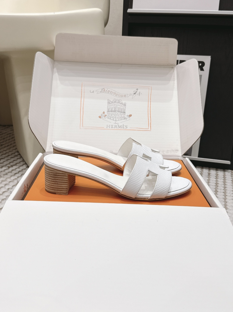Женские белые мюли с T-образным ремешком Hermès