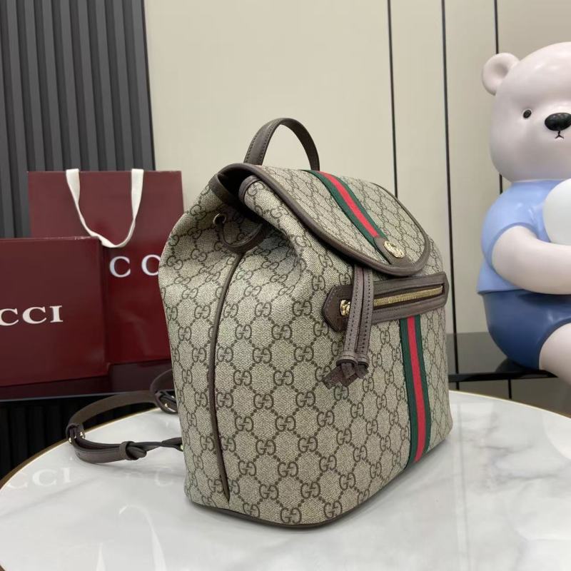 Рюкзак Gucci с монограммой и красно-зеленой полосо