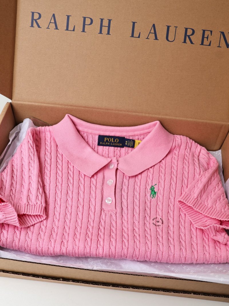 Розовый вязаный джемпер Polo Ralph Lauren с воротником поло