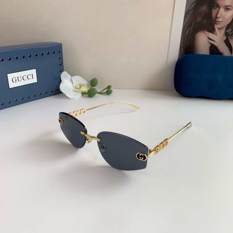 Солнцезащитные очки Gucci без оправы, золотистый декор