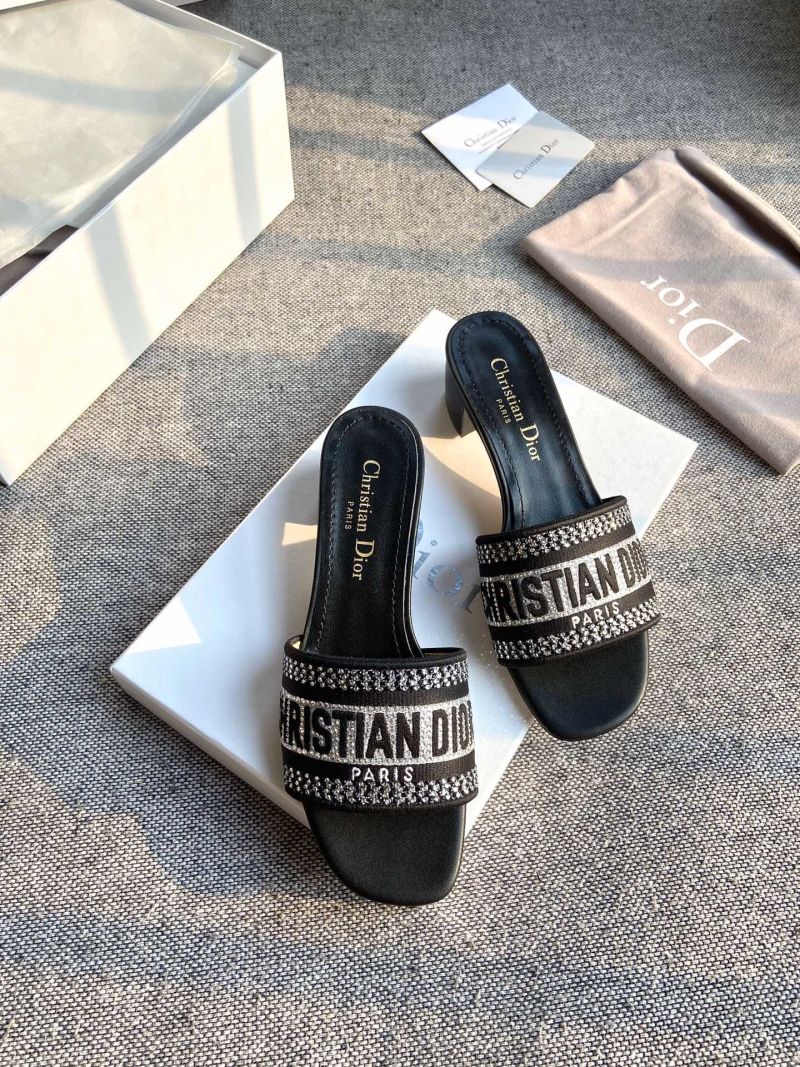 Женские черные мюли со стразами Dior