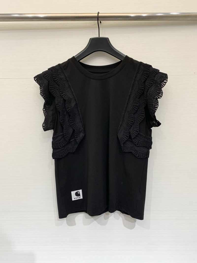 Женская футболка Sacai с кружевом