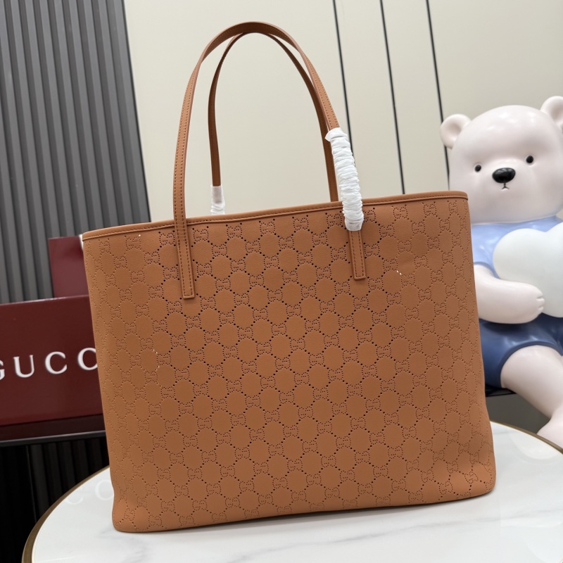 Сумка-тоут Gucci коричневая с перфорацией