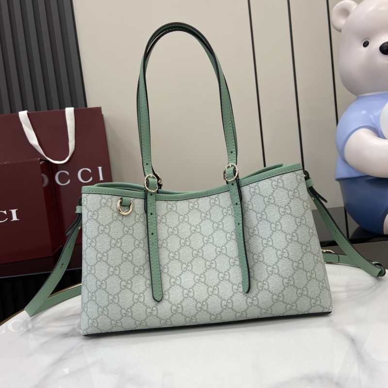 Сумка Gucci с монограммой и зелеными вставками