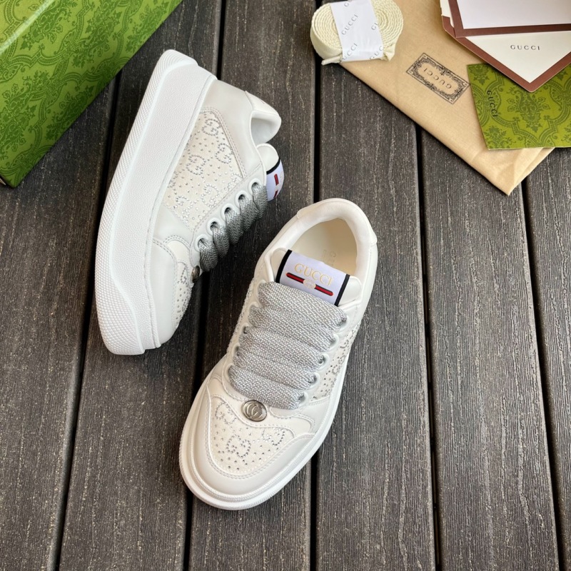 Женские кожаные кроссовки Gucci на массивной подошве