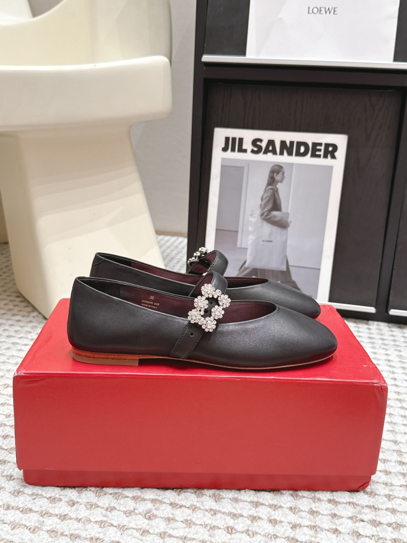 Женские черные балетки с декоративной пряжкой Roger Vivier