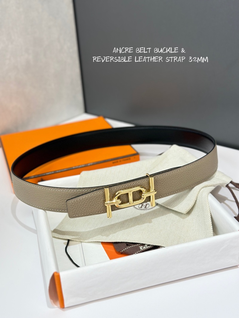 Двуцветный ремень Hermès с пряжкой Ancre