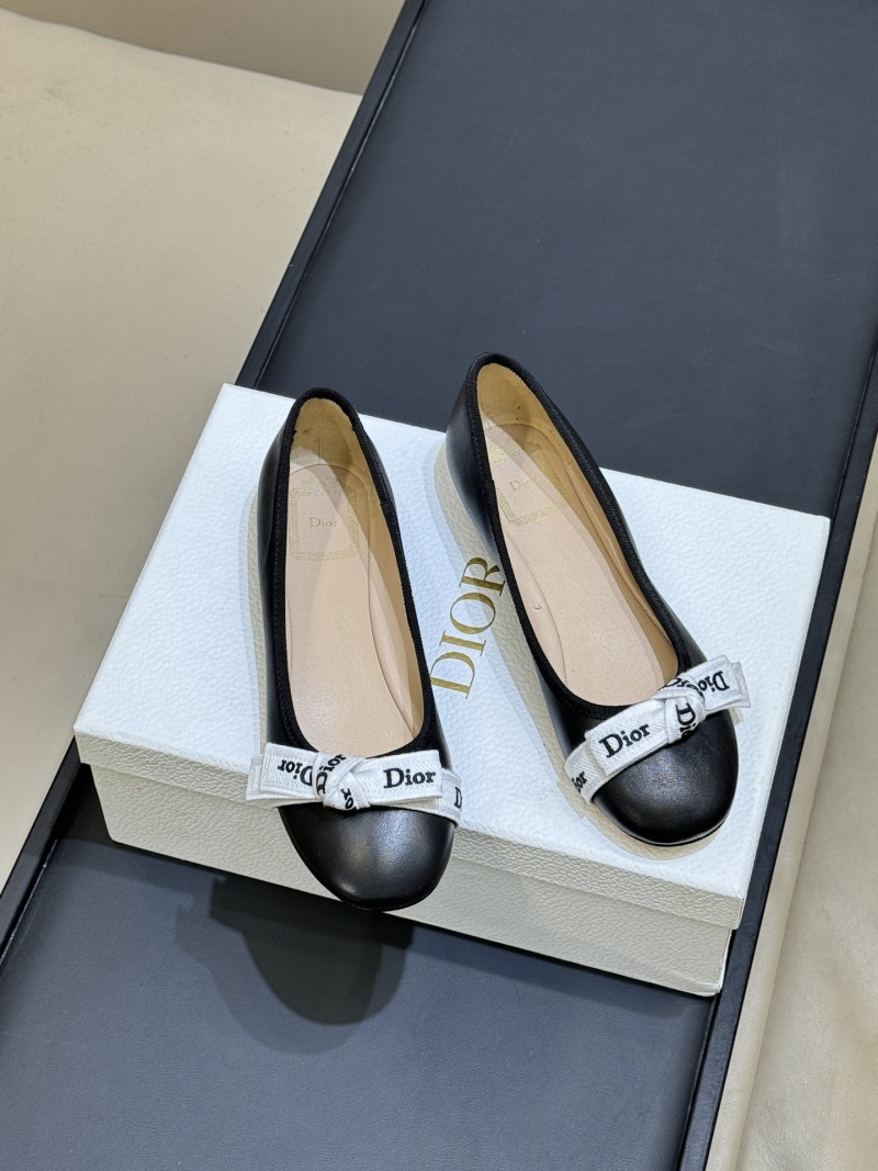 Женские черные балетки с лентой Dior