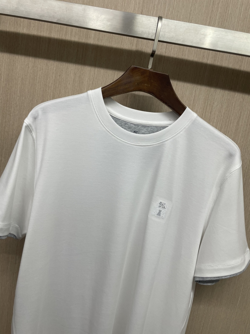 Футболка мужская Brunello Cucinelli из модала с контрастными манжетами