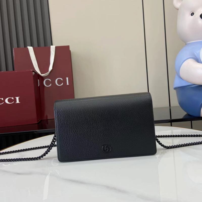 Портмоне Gucci черное с цепочкой