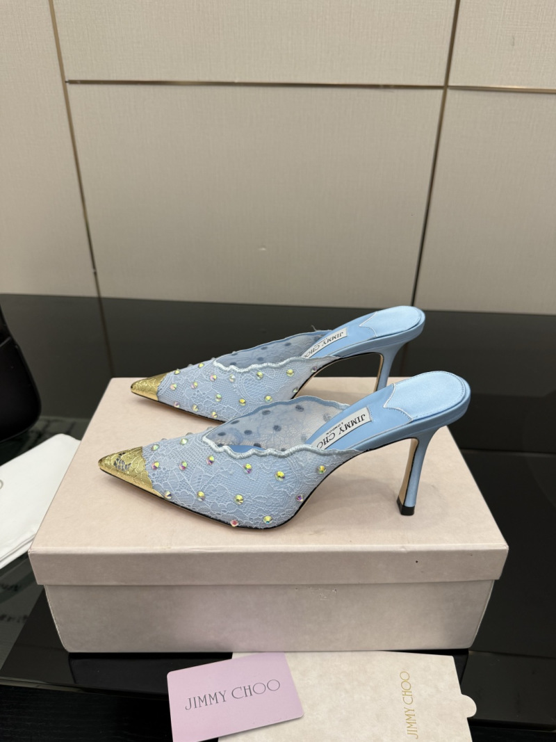 Женские туфли Jimmy Choo голубые с металлическим носком