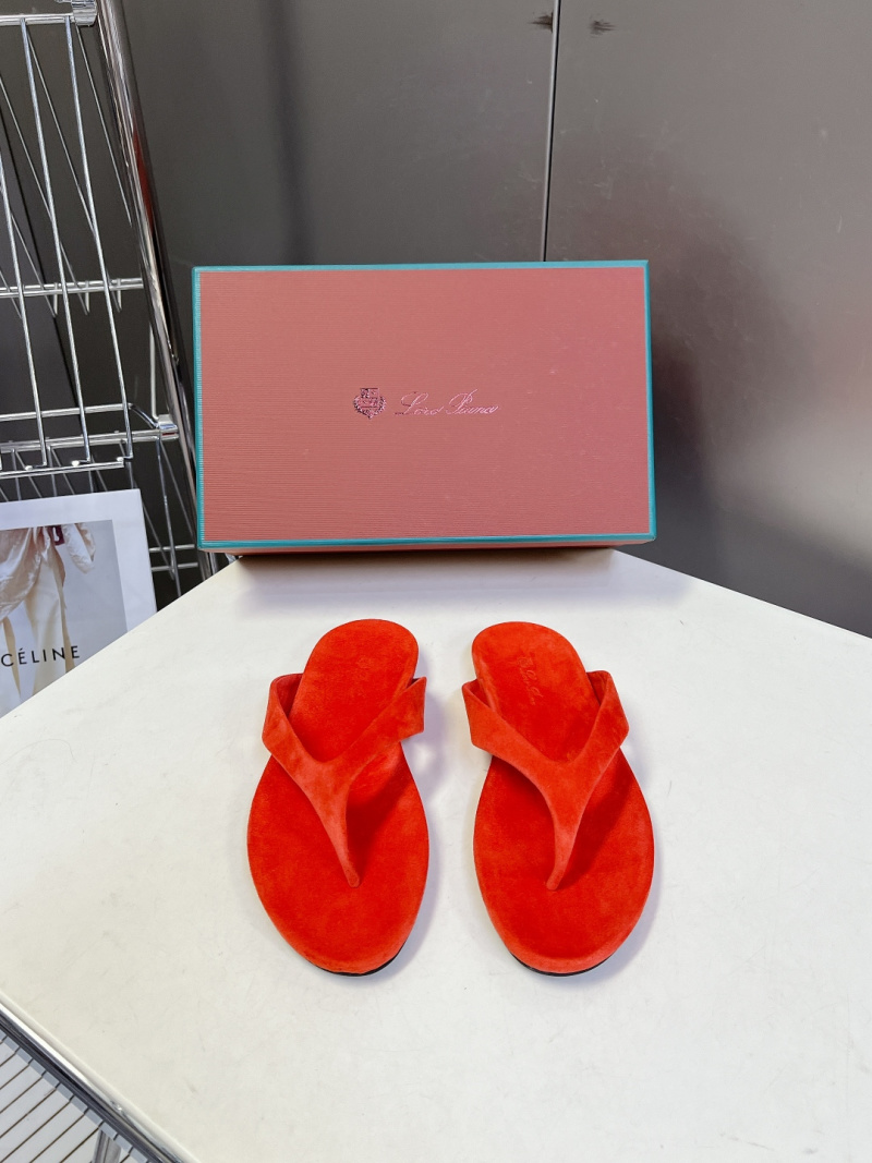 Красные замшевые шлепанцы Loro Piana
