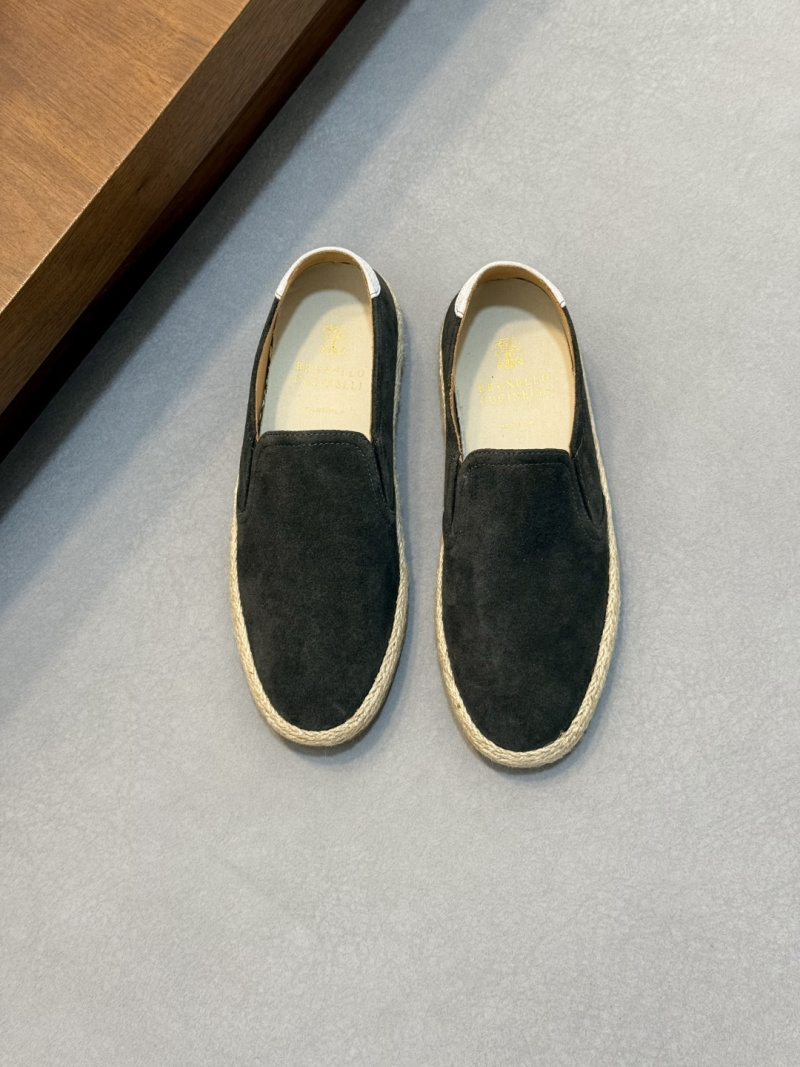 Мужские мокасины Brunello Cucinelli из замши с плетеной подошвой