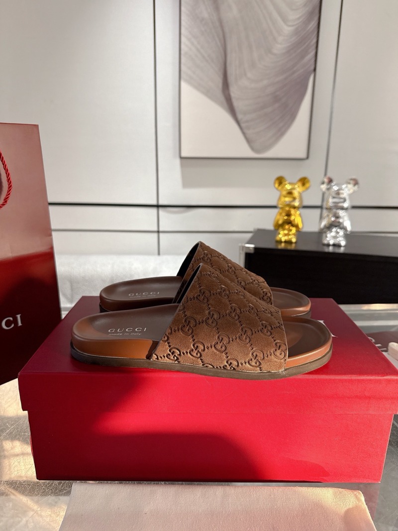 Сандалии мужские Gucci коричневые с принтом GG