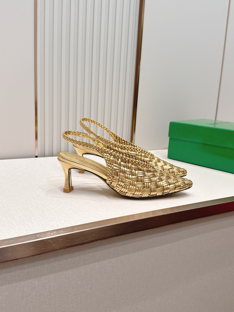 Женские босоножки на каблуке с плетеным верхом Bottega Veneta