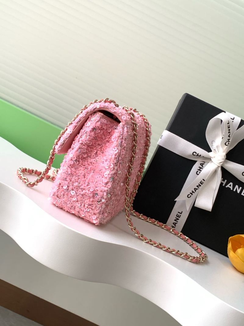 Сумка-клатч розовая с блестками Chanel