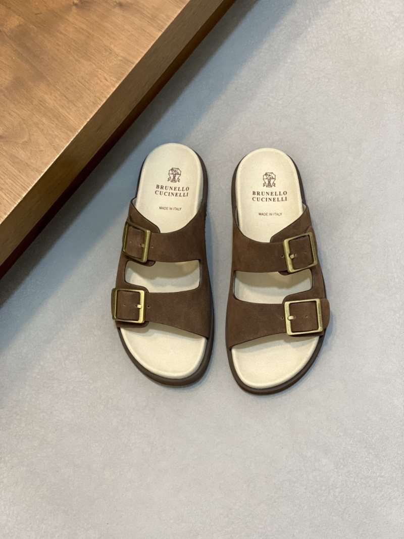 Мужские шлёпанцы Brunello Cucinelli из замши