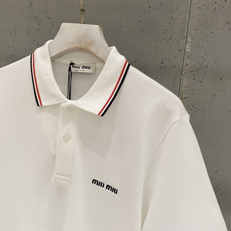 Белая футболка Miu Miu с логотипом